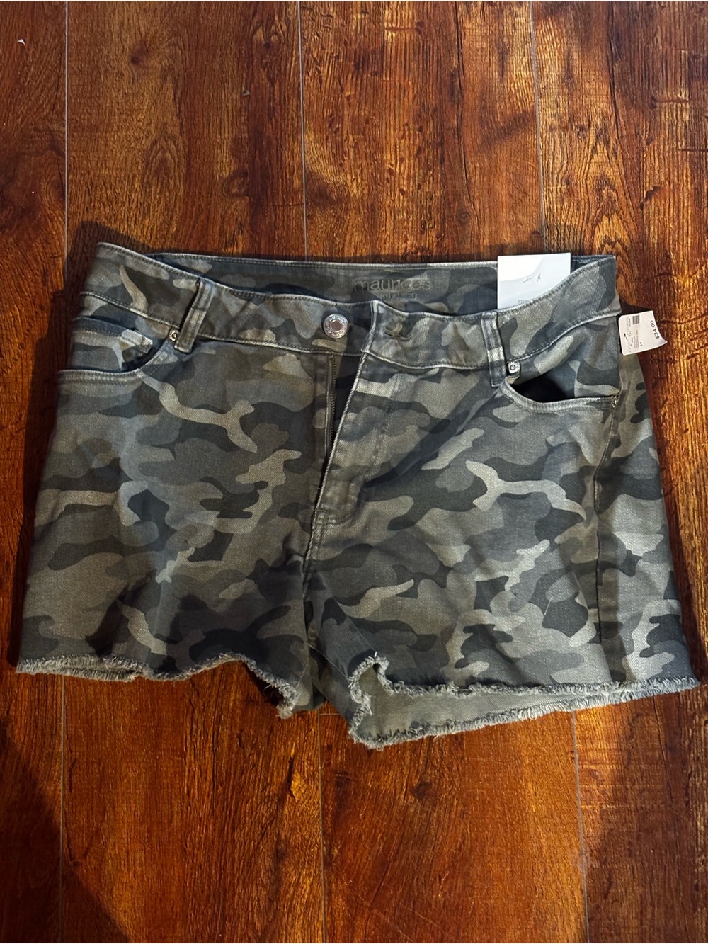 Maurices Camo Frayed Hem Jean Shorts - Olive/Gray